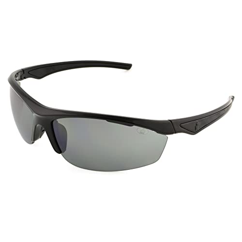 IRONMAN Ready Wrap-Around Sport Sunglasses for Men, Shiny Black, 71mm