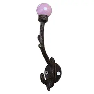 IndianShelf Handmade Dot Wall Hooks Coat Hangers Mount Holders Hanging Key Clothes Hat Mug Kitchen Utensils Bathroom (Iron_Pink_5.5 Inches)-2 Piece