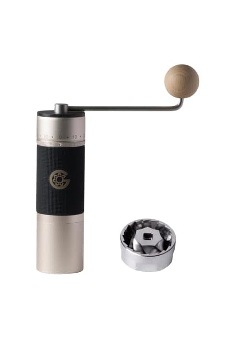 【Sliver】 KINGrinder K7 Manual Coffee Grinder Straight Handle Stainless Burr | Supports grind sett...