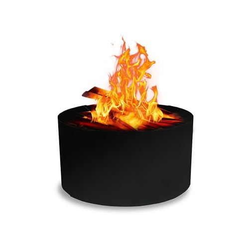 FEBTECH Anillo de fuego para exteriores, resistente, 24 pulgadas de diámetro x 12 pulgadas de alto, sin parte inferior de acero de 2 mm, revestimiento de hoguera por encima o en el suelo para jardín,