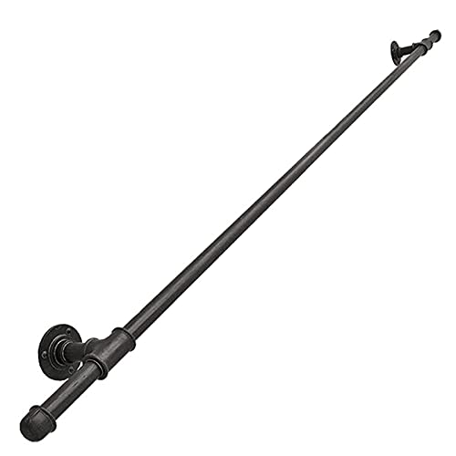 DREANNI 1-20 Fuß Treppe Handläufe Mit Wandmontageunterstützung Industrial Loft Gerade Style Rohr Banister Metall Verzinkter Stahl Grabbar Handgeländer Innenscheibe Außendeck Handschiene/1Ft/30Cm
