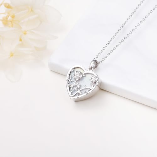 Yearace Urn Necklace for Ashes Sterling Silver Filigree Locket Necklace that Holds Pictures Heart Keepsake Memorial Necklace Cremation Jewelry for Ashes for Women Men2