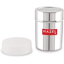HAZEL Powdered Sugar Shaker Duster with Lid | Stainless Steel Cocoa Powder Sifter | Cinnamon Sprinkler Dredgers for Coffee, Salt, Spices, 10.4 oz