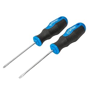 ROTATION 2-Piece Magnetic Screwdrivers Set with Nichrome tip, 1 Phillips and 1 Slotted Tips, Professional Cushion Grip Screwdriver Set with High Torque, 3 * 75mm, PH0*75mm