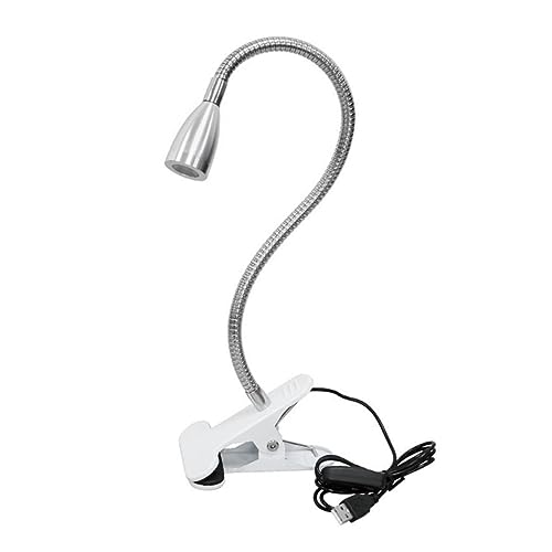 WOONEKY Lámpara LED con Clip USB Luz Cálida Flexible para Lectura y Escritorio Diseño Metálico con Pinza para Fijar Pantalla o Teclado bajo Consumo Energético