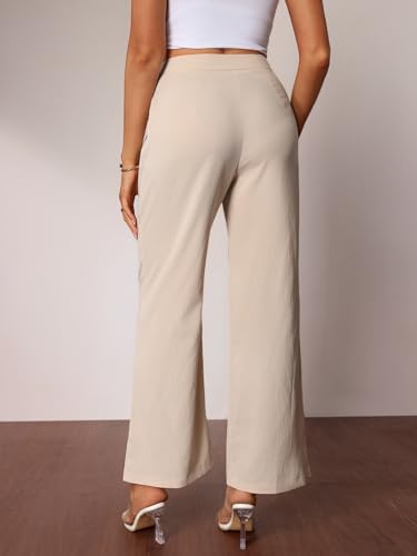 Women's Tie Waist Pleated Pants Wide Leg Loose Dressy Casual Trousers2