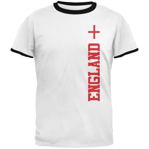 World Cup England Mens Soccer Jersey T-Shirt White-Black X-LG