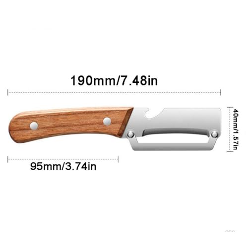 Multi-Functional Vegetable Peeler for Kitchen, Ergonomic Potato Peeler & Fruit Slicer, with Wooden Handle and Bottle Opener, for Carrot, Apple, Kiwi, Orange, Easy Grip Kitchen Tool (1PC) - Image 3