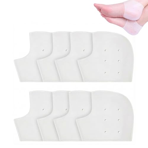 YAZWUR 4 Pares Taloneras de Silicona Protectores de Talón para Dolor de Talón y Talones Agrietados (Blanco)