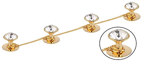 Gold Plated White Crystal Kurta Buttons With Chain For Men & Women