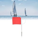 Windanzeiger-Flagge, Monotypes Marine-Mastflagge, Windanzeiger, Edelstahl, rote Bootsflagge für Segelboot, Yacht, Speerfischen, Schnorcheln, Freitauchen ﻿ (140x120mm/5,51x4,72 pulgadas)