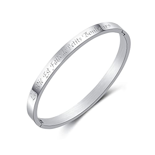 AFSTALR Bracelets Fin en Acier Inoxydable Message Bracelet pour F...