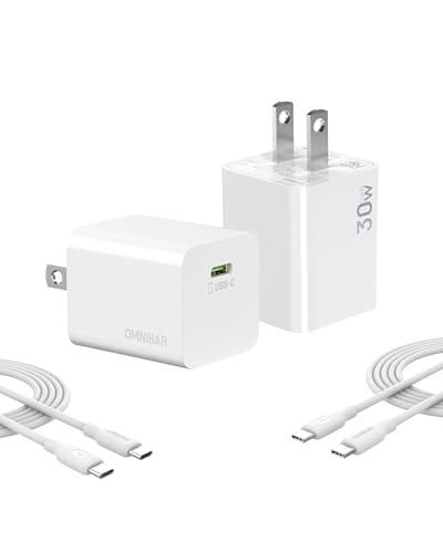 Image of 30W USB C Charger 2-Pack with 4FT Cable, GaN PD PPS Fast Charger | Travel-ready, Pocket-size design, Efficient heat management, Compatible with iPhone 17 /16 /15, Galaxy S26 /S25, iPad, AirPods 4