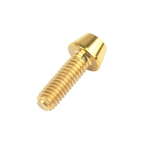 Image of Titanium Ti DIN912 M4 8 10 12 15 20mm Tapered Head Hex Bolts Bicycle Screws Pack of 6 (Gold, M4x12mm)
