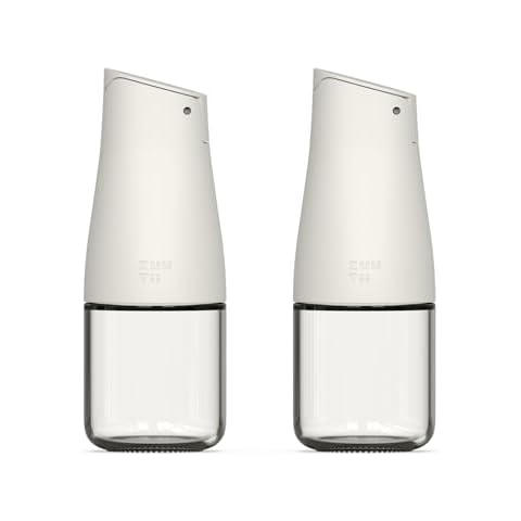 Zuutii Olive Oil and Vinegar Dispenser Bottle Set,5.8Oz Glass Oil Dispenser Set for Kitchen,Soy Sauce Dispenser Bottle with Drip Free Spout,Auto Flip and Dishwasher Safe,Light Cream Cover