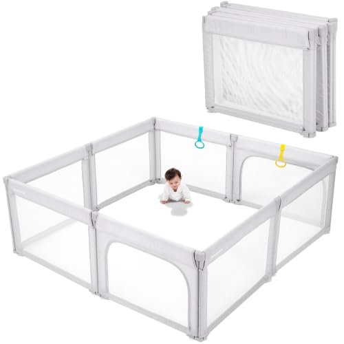 Image of Doradotey 8-Panel Foldable Baby Playpen for Toddlers 1-3, Adjustable Shape Large 79x71 Indoor Playard, No Tools Assembly, 360 Breathable Mesh, Separate Washable Panels Safety Fence, Grey