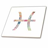 3dRose Pisces Colorful Girly Glyph Symbol - Pink Pastel Horoscope Zodiac Sign 6 Inch Ceramic Tile