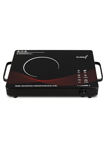 Image of Ruwa Classic 2200-Watt Infrared Cooktop with Smooth Toughened Glass & Touch Panel | Stainless-Steel Cookware | Adjustable Temperature & Timer | Auto Shut Off | Digital time & Watt display (Black)
