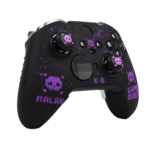 Image of Pixelated Skull Controller Skin Compatible with Xbox Elite Series 2 Core Wireless Controller, RALAN Protector Case, Customised Thumb Grips Cap