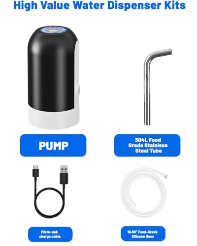 Image of Myvision Automatic Drinking Water Pump,USB Charging,Portable Electric Water Dispenser Switch for Universal 5 Gallon Bottle - Black