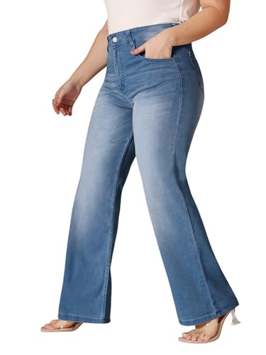 Image of Miss Chase A+ Women's Wide-Leg High Rise Regular-Length Stretchable Denim Jeans