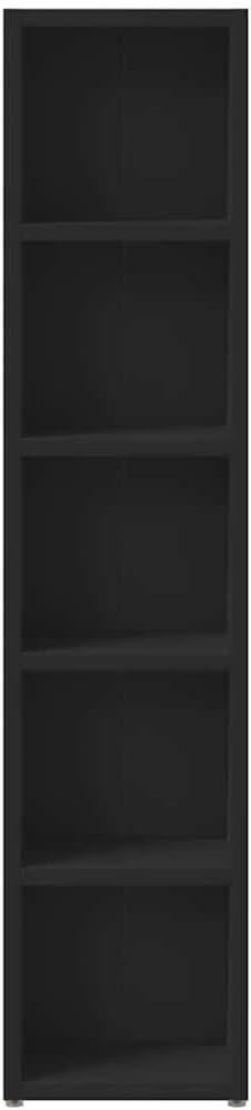 Set of 2 Black Engineered Wood CD Storage Cabinets with 5 Shelves Each Unit CD Holder for Media Organization 36.8 Inch Tall