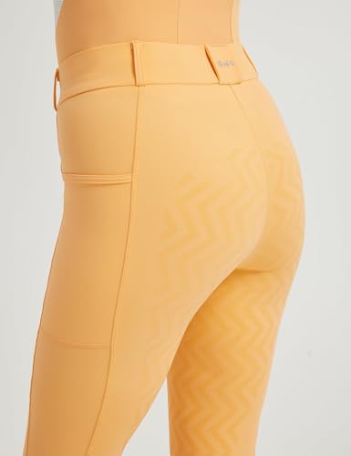 FitsT4 Sports Women\'s Bootcut Riding Breeches Full Seat Equestrian Pants Summer Riding Tights for Women Peach Cobbler Medium