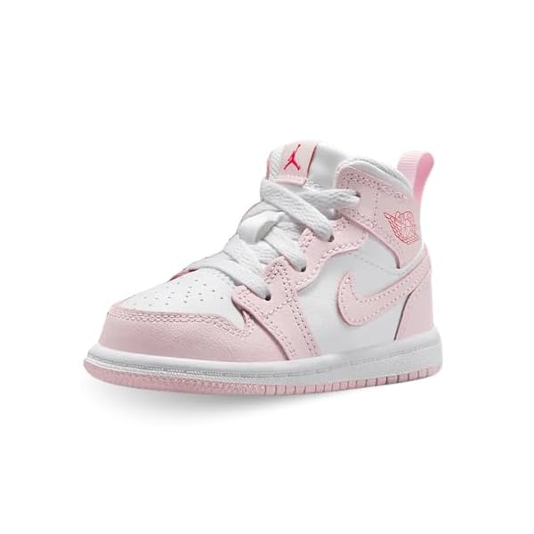 Jordan 1 Mid Baby/Toddler Shoes (DQ8425-608, Pink Foam/Fire Red/White)