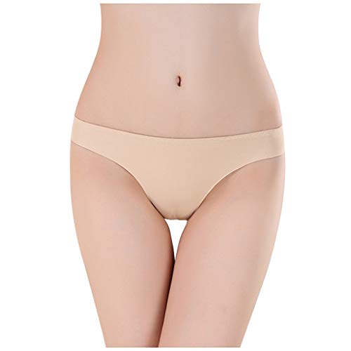 Underwear Women's Smooth Hipster Invisible Seamless Brief Silk No Show Panties Mid Rise Underpants Khaki