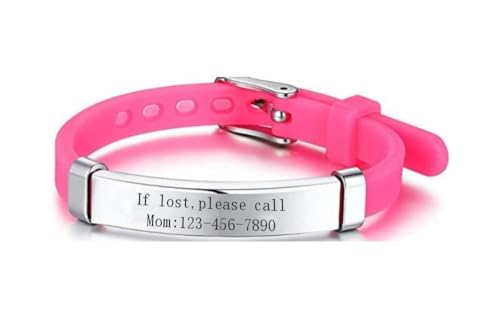 Generic Engraving Personalized Stainless Steel Soft Silicone Child Safety Id Bracelets Adjustable Anti-Lost Name Wristbands For Kid Girls Boys Toddler cover