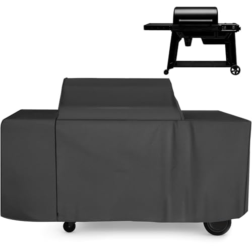 Heavy Duty Full-Length BAC776 Grill Cover with Side Zipper Compatible with Traeger Woodridge Pro Cover BAC776 Woodridge Elite Grill Cover 600D All Weather Grill Accessory
