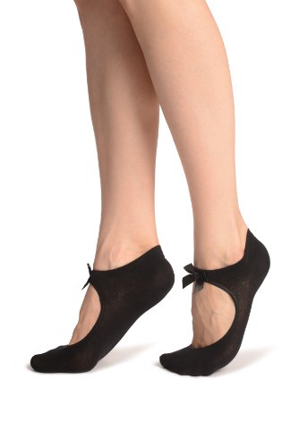 LissKiss Black Cotton With Around The Ankle Strap Footies - Footsies Socks2