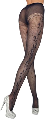 Image of ToBeInStyle Women's Elegant Floral Vine Fishnet Pantyhose