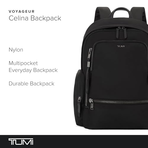 Image of TUMI - Voyageur Celina Backpack - Women's Work and Travel Bag - 16.0 inch X 10.6 inch X 6.5 inch - Holds Up to 16 inch Laptop - Black & Gunmetal Hardware