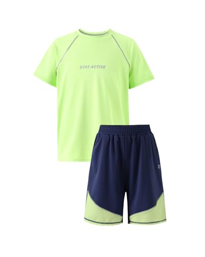 PATPAT Boys 2-Piece Athletic Set: RapidAir Quick-Dry Tee & Shorts – Breathable Activewear for Kids Sports, Play & Daily Wear, Motion Navy, US8/S