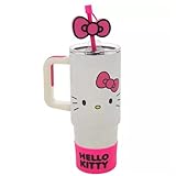 Hobby Lobby Hello Kitty Stainless Steel Tumbler with Straw, Grip Base, 30 Oz, White, Pink, Gray & Yellow