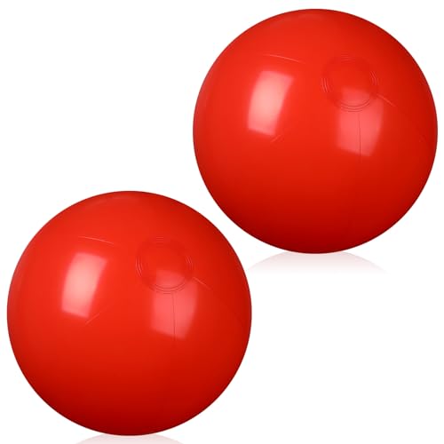 kymqlyw 2 Pcs Inflatable Beach Ball 20 inch Swimming Pool Balls Summer Outdoor Decor Ball Ornaments Floatable Ball for Swimming Pool Birthday Party Supplies (Red)