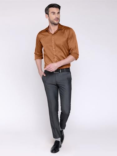 Image of IndoPrimo Men's Satin Shirt with Spread Collar Neck Line Solid Pattern Full Sleeves Regular Fit Western Style and Standard Length