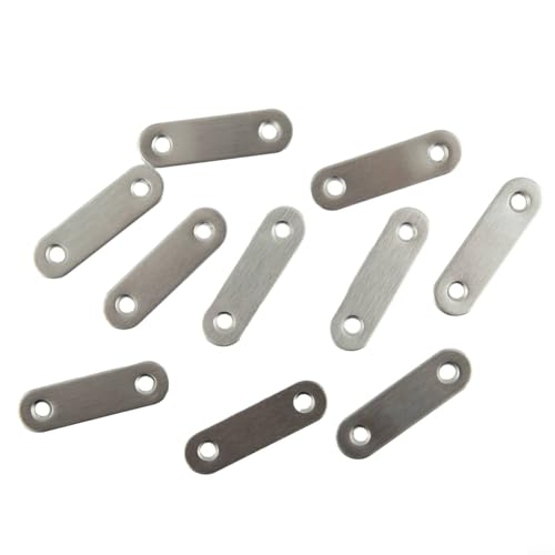 10 unidades de conectores angulares de acero inoxidable cepillado, placa de reparación, plana, 37 x 16 mm, 47 x 16 mm, 56 x 16 mm, para muebles, madera, metal (56 x 16 mm)