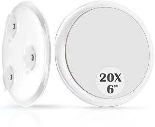 MIYADIVA Magnifying Mirror 20x with Suction Cups, 6 Inch Compact Travel Mirror, Portable Suction Mirror for Home/Hotel, Perfect for Precise Makeup, Round
