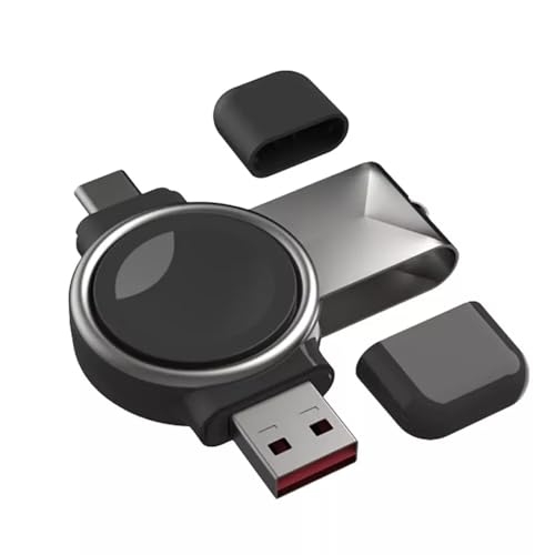 Image of T Teclusive Type C USB Portable Charger Compatible for Galaxy Watch Ultra /Galaxy Watch 7 6 5 4 Classic 3 | Mini Dual Port USB C Magnetic Travel Charger (Black)