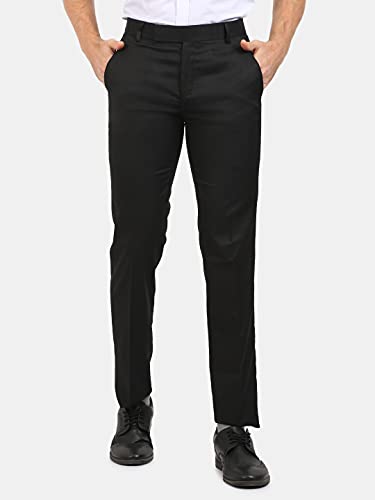 Image of Classic Collection Men's Smart Slim Fit 2-Way Stretchable Formal Trousers Made of Cotton Viscose Blend Fabric with Hidden Expandable Waistband and 3 Slant Pockets Plus 1 Ticket Pocket