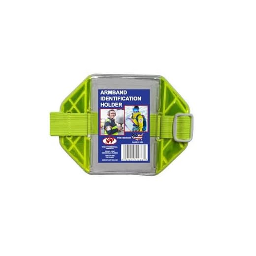 Safety Reflective Yellow Armband Badge Holder, Yellow Stretch Band, White Buckle, Top Slit, Fits 2 3/4" x 4 1/8" Cards, Made in USA