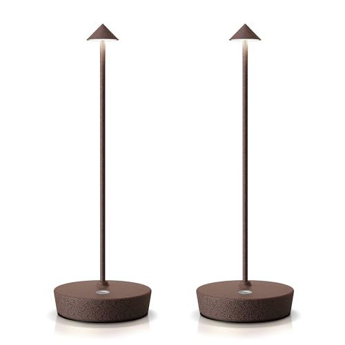 SAKRINGT 2 Pack Cordless Table Lamps Rechargeable, 6000mAh Battery Operated Waterproof Stepless Dimming Modern Portable LED Table Light for Restaurant Dining Patio Outdoor