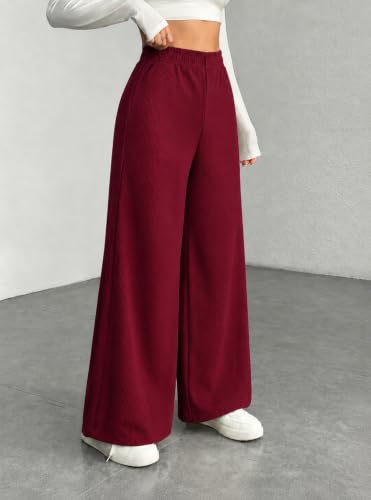 Image of Preneum Women High Waist Korean Wide Leg Trousers, Loose Fit Casual Lounge Pants, Travel, Office & Streetwear Comfortable Stylish Bottom Wear (Available Plus Size)