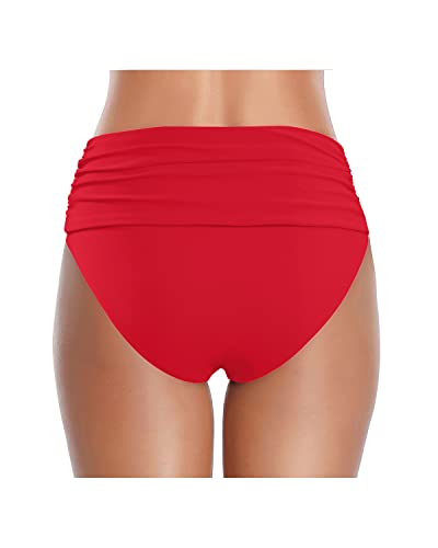 Image of Tempt Me Women's High Waisted Bikini Bottom Tummy Control Ruched Bathing Suit Swim Bottom