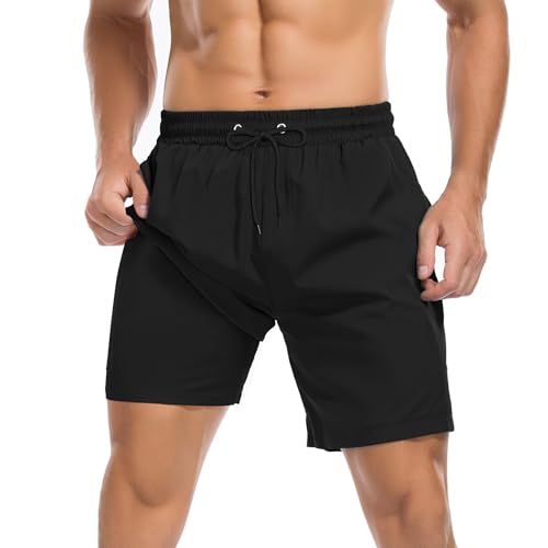American Trends Mens Swim Trunks with Compression Liner Board Shorts for Men Quick Dry Swimsuits Bathing Suit Swimwear M-XXL