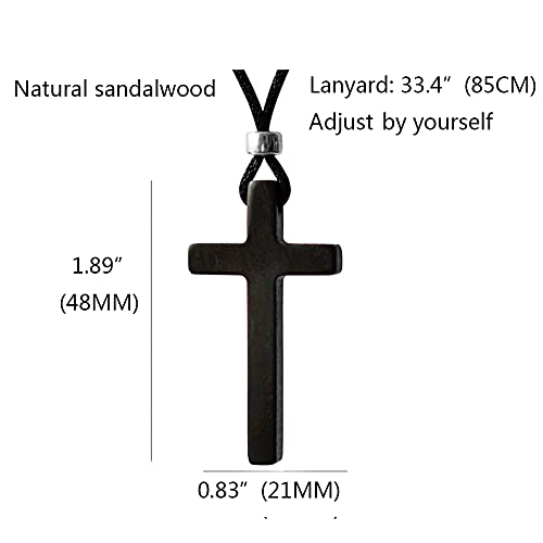 Xianli Wang Natural Sandalwood Cross Pendant Necklace for Men Women Gift Wooden Wood Casual Sweater Chain Car Rearview Mirror Pendant Black3
