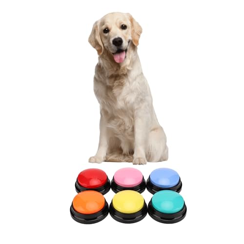 Buzzer mit Aufnahmefunktion, Hunde-sprechtasten, Dog Talk Aufnehmbare Trainingssummer, 30 Sekunden & Wiedergabe, 6 Stück