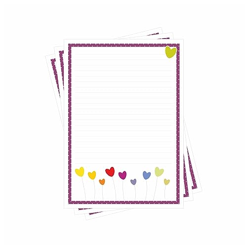 Notizblock DIN A6 I liniert I Herzblumen I Polkadots I 50 Blatt I 3er Set